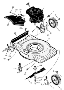 Mower Housing Assembly Diagram and Parts List for 22116X92A 2001 Briggs and Stratton Lawn Mower